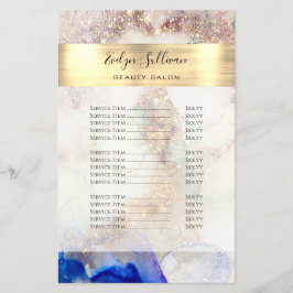 Glitzer Wasserfarbe und Gold Foil Preisliste Flyer
