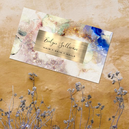 Glitzer Wasserfarbe und Gold Foil Visitenkarte