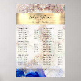 Glitzer Wasserfarbe und Goldfolie Preisliste Poste Poster
