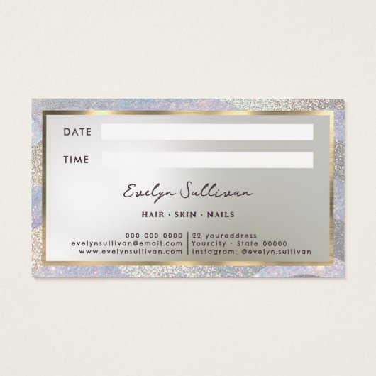 Glitzer Wasserfarbe Wellen Terminkarte (Rückseite)