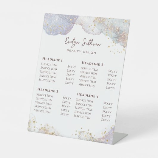 Glitzer Wasserfarben Formen Schönheitssalon Preisl Sockelschild (Vorderseite)