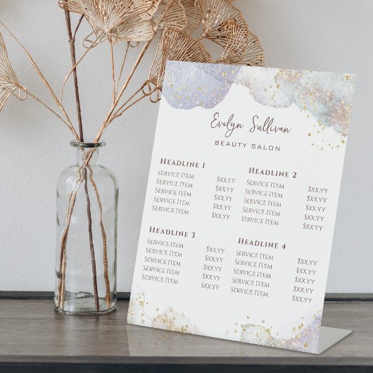 Glitzer Wasserfarben Formen Schönheitssalon Preisl Sockelschild