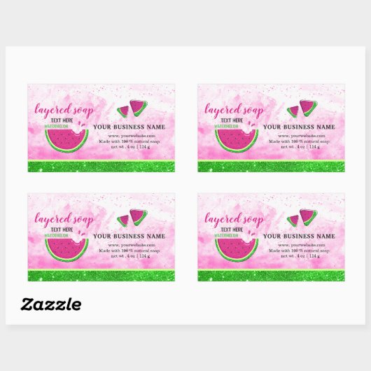 Glitzer Wassermelone Rechteckiger Aufkleber (Blatt)