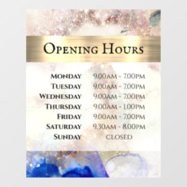 Glitzer Watercolor Foil Öffnungszeiten Fensterhebe Fensteraufkleber