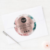 Glitzer Watercolor Rose Gold Foil Danke Runder Aufkleber (Umschlag)