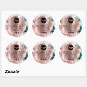 Glitzer Watercolor Rose Gold Foil Danke Runder Aufkleber (Blatt)