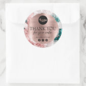 Glitzer Watercolor Rose Gold Foil Danke Runder Aufkleber (Tasche)
