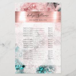 Glitzer Watercolor Rose Gold Foil Preisliste Flyer