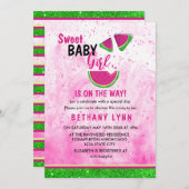 Glitzer Watermelon Girl Kinderdusche Einladung (Vorne/Hinten)