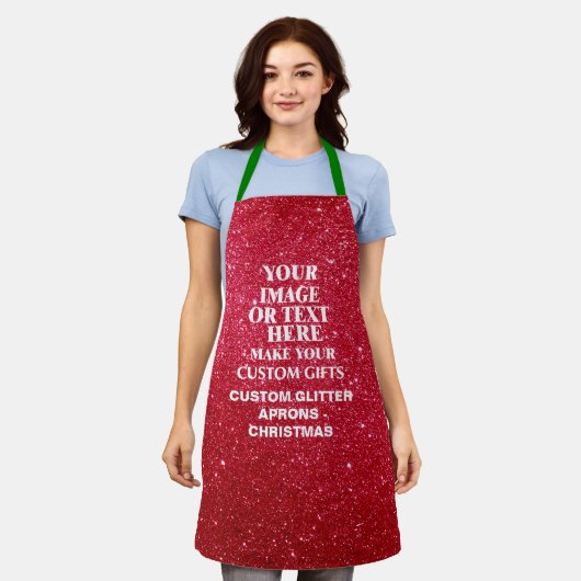 Glitzer Weihnachten Schürze - Personalisierter Url (Getragen)
