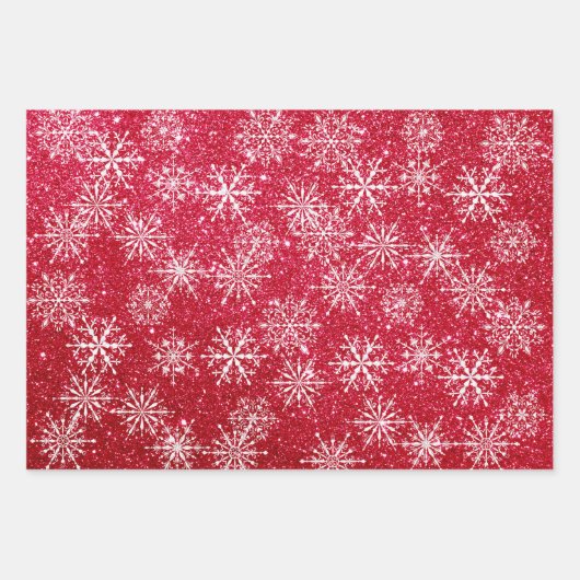 Glitzer Weihnachten Wasserfarben Schneeflocke Hübs Geschenkpapier Set (Vorderseite)