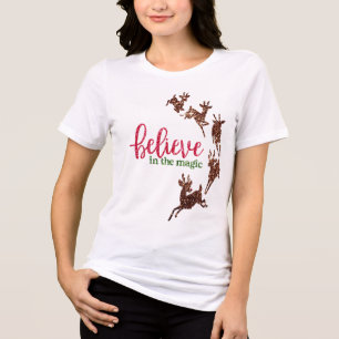 Glitzer Weihnachts-Shirt - T-Shirt "Glaube an die Tri-Blend Shirt