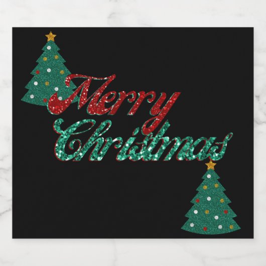 Glitzer Weihnachtsbaum Bierflaschenetikett (Einzelnes Label)