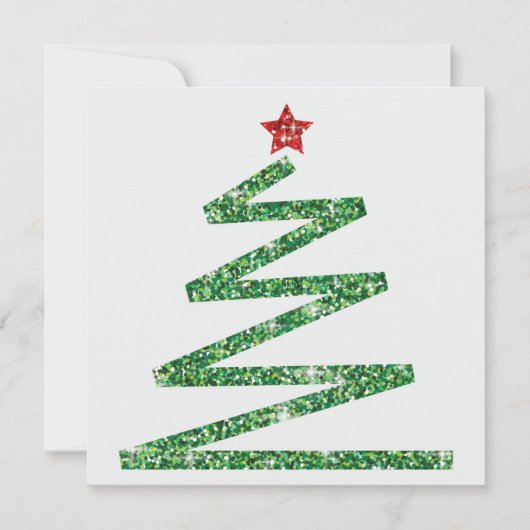 Glitzer Weihnachtsbaum Einladung (Vorderseite)