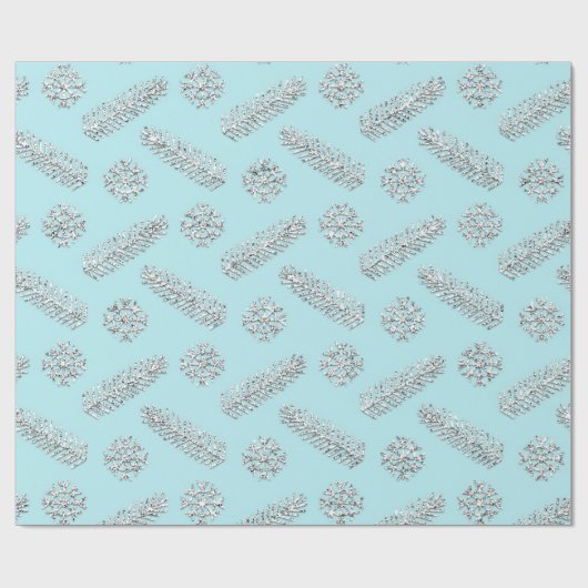 Glitzer Weihnachtsbaum Feiertage Schneeflocken Geschenkpapier (Flach)