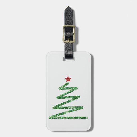 Glitzer Weihnachtsbaum Gepäckanhänger (Vorderseite vertikal)