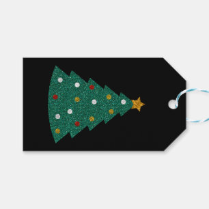 Glitzer Weihnachtsbaum Geschenkanhänger