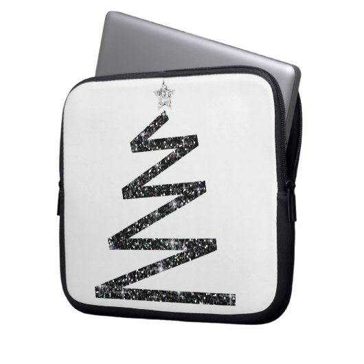 Glitzer Weihnachtsbaum Laptopschutzhülle (Vorderseite Links)