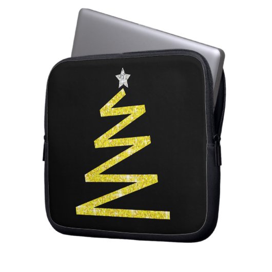 Glitzer Weihnachtsbaum Laptopschutzhülle (Vorderseite Links)