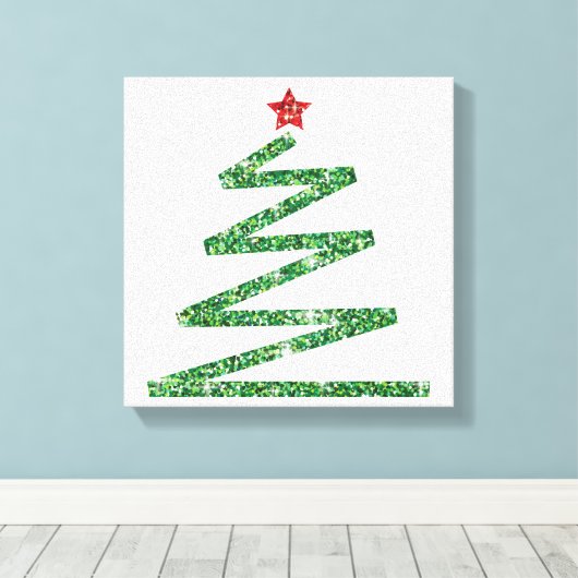Glitzer Weihnachtsbaum Leinwanddruck (Insitu (Holzboden))