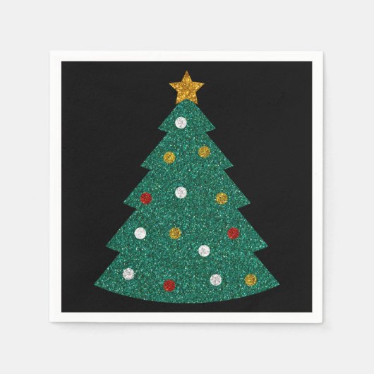 Glitzer Weihnachtsbaum Napkins Serviette (Vorderseite)