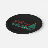 Glitzer Weihnachtsbaum Pappteller (Schrägansicht)