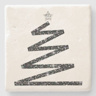 Glitzer Weihnachtsbaum Steinuntersetzer