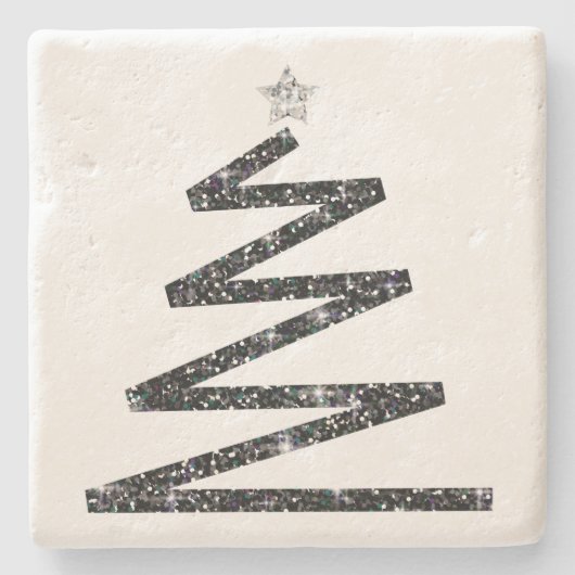 Glitzer Weihnachtsbaum Steinuntersetzer (Vorderseite)