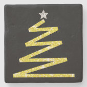 Glitzer Weihnachtsbaum Steinuntersetzer (Vorderseite)