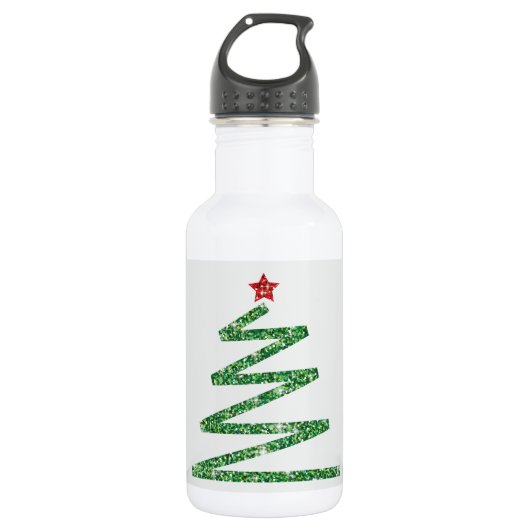 Glitzer Weihnachtsbaum Trinkflasche (Vorderseite)