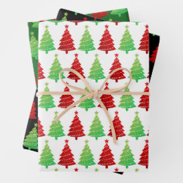 Glitzer Weihnachtsbaumen Weihnachten Geschenkpapier Set