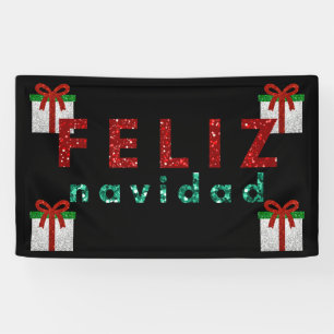 Glitzer Weihnachtsgeschenk Feliz Navidad Banner
