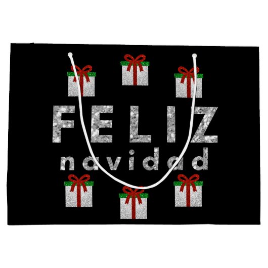 Glitzer Weihnachtsgeschenk Große Geschenktüte (Rückseite)