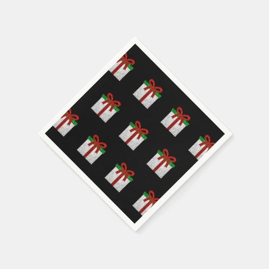 Glitzer Weihnachtsgeschenk Muster Napkins Serviette (Ecke)