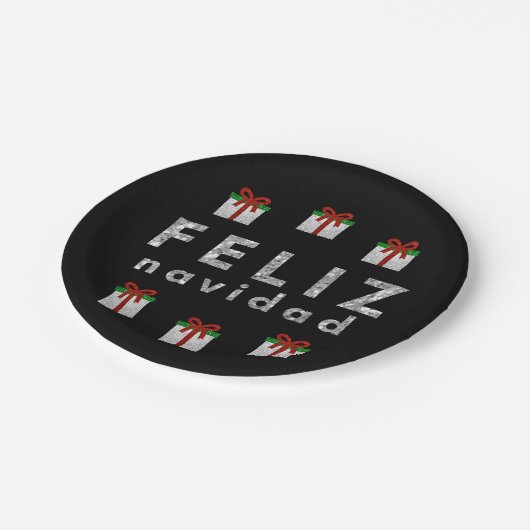 Glitzer Weihnachtsgeschenk Pappteller (Schrägansicht)