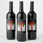 Glitzer Weihnachtsgeschenk Weinetikett