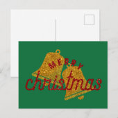 Glitzer Weihnachtsglocken Postkarte (Vorne/Hinten)