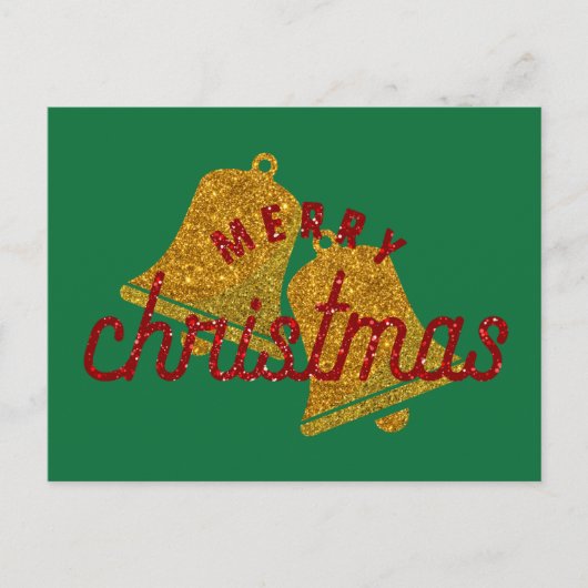 Glitzer Weihnachtsglocken Postkarte (Vorderseite)