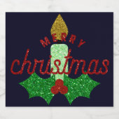 Glitzer Weihnachtskerze Bierflaschenetikett (Einzelnes Label)