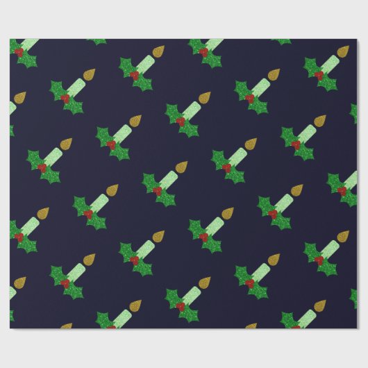 Glitzer Weihnachtskerze Geschenkpapier (Flach)