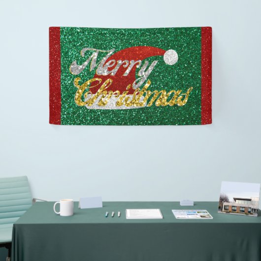 Glitzer Weihnachtsmannmütze Banner (Messeveranstaltung)