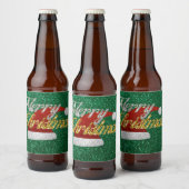 Glitzer Weihnachtsmannmütze Bierflaschenetikett (Flaschen)