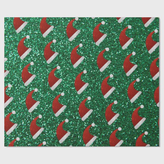 Glitzer Weihnachtsmannmütze Geschenkpapier (Flach)