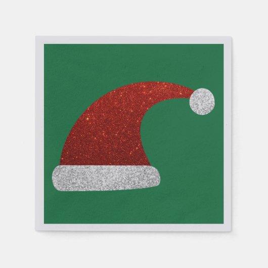 Glitzer Weihnachtsmannmütze Napkins Serviette (Vorderseite)