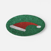 Glitzer Weihnachtsmannmütze Pappteller (Schrägansicht)
