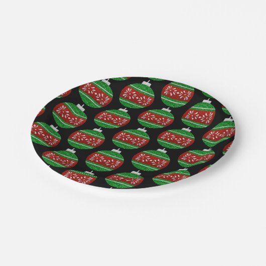 Glitzer Weihnachtsschmuckmuster Pappteller (Schrägansicht)