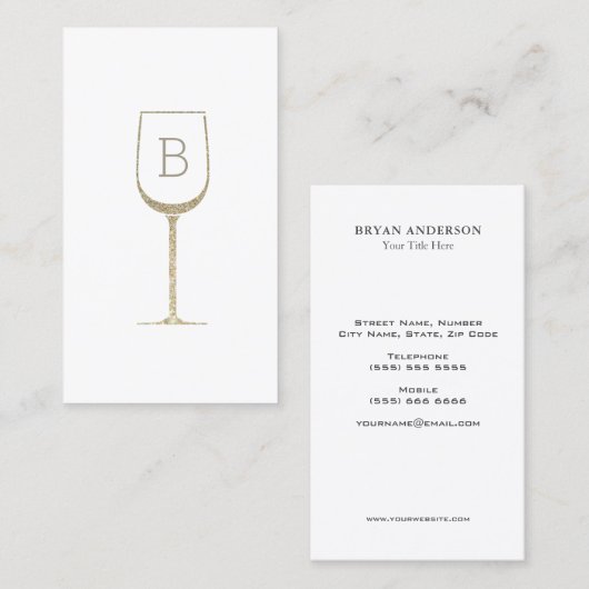 Glitzer Wein Barkeeper Sommelier Monogramm Visitenkarte (Vorne/Hinten)