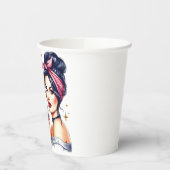 Glitzer, Wein und Retro Girl Cup Pappbecher (Links)