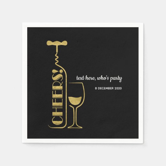 Glitzer, Wein, Whimsikar, Cocktail Papier Napkins Serviette (Vorderseite)