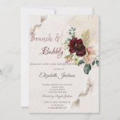 Glitzer Weinglas Burgund Blume Brautparty Einladung (Vorderseite)